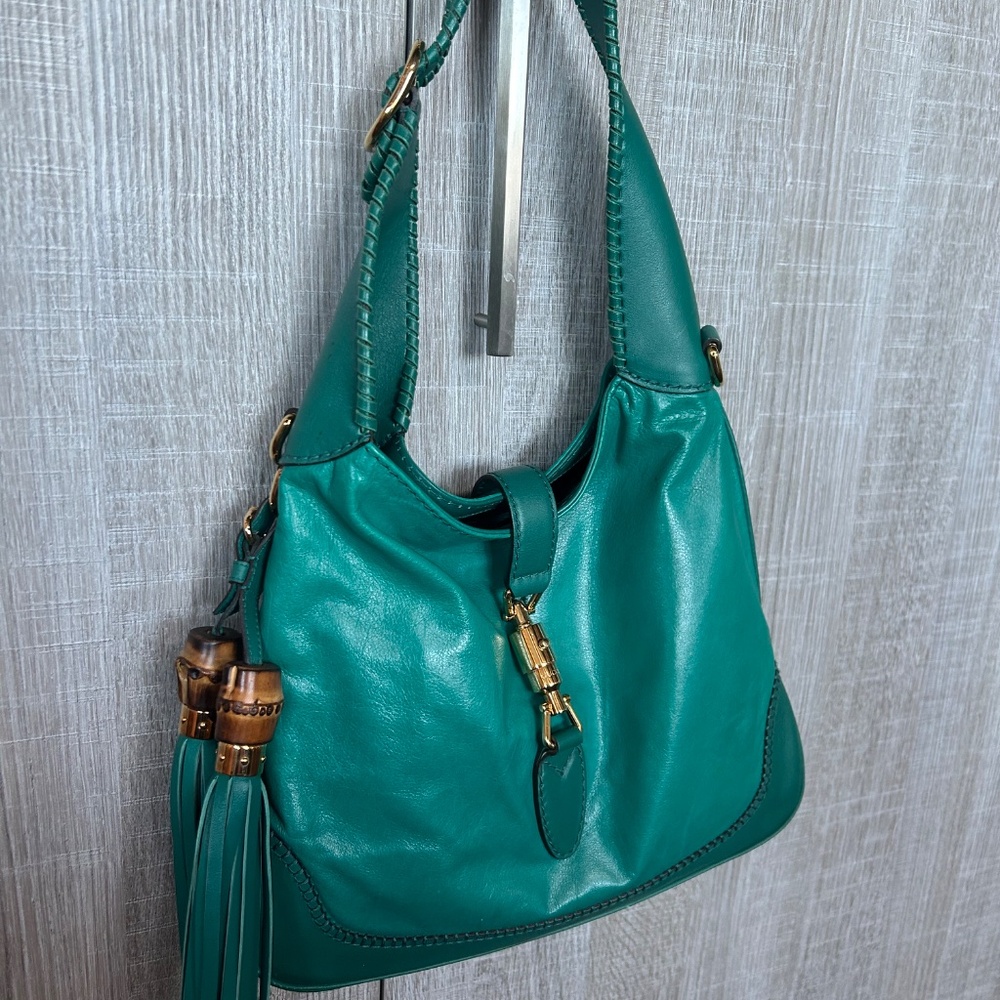 Gucci Turquoise Green Jackie O Tassel Hobo Bag - Picture 7 of 14